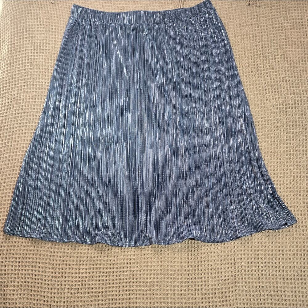 Loft Skirt Elegant Blue Pleated Skirt Size Large #134